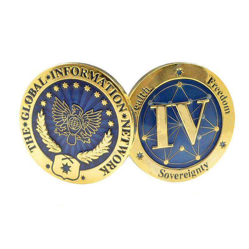 Gold Eagle Coin Custom Double Side Metal Engraved Enamel Coins