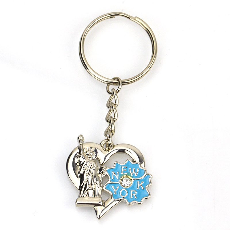 Diamond Keychain Custom Heart Shape Key Chain Gold Key Rings