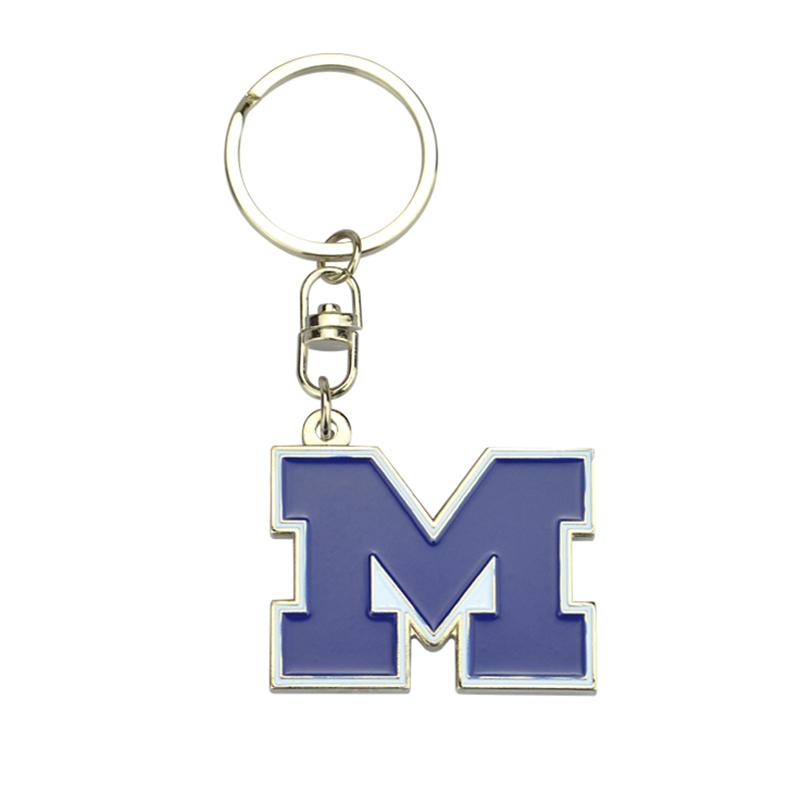 Custom Letter M Keychain Metal Enamel Key Chain No Minimum