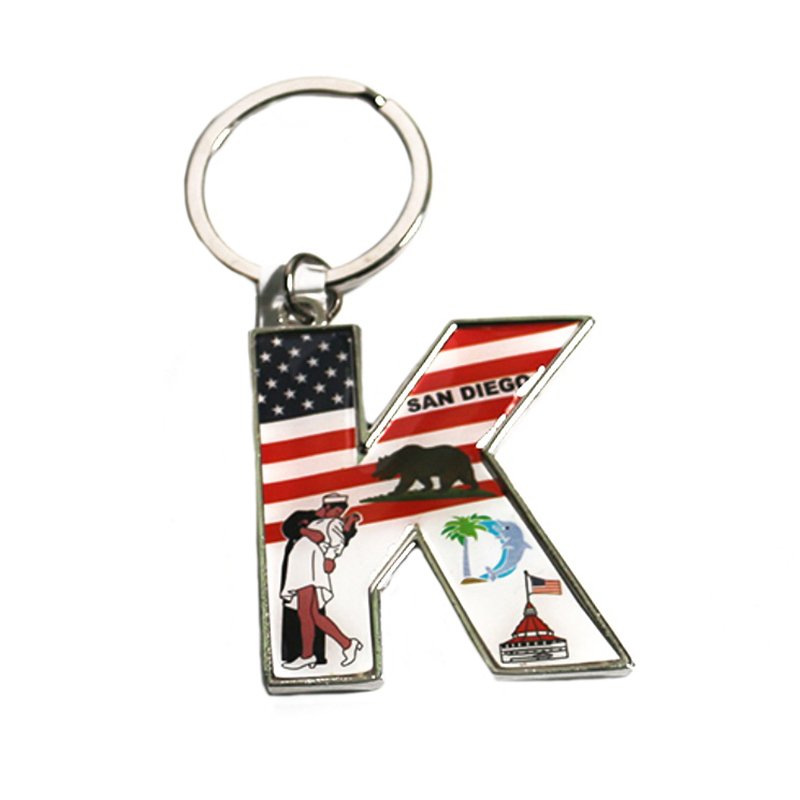 Keychain Letters Metal Alphabet Key Chain Enamel Flag Keyring