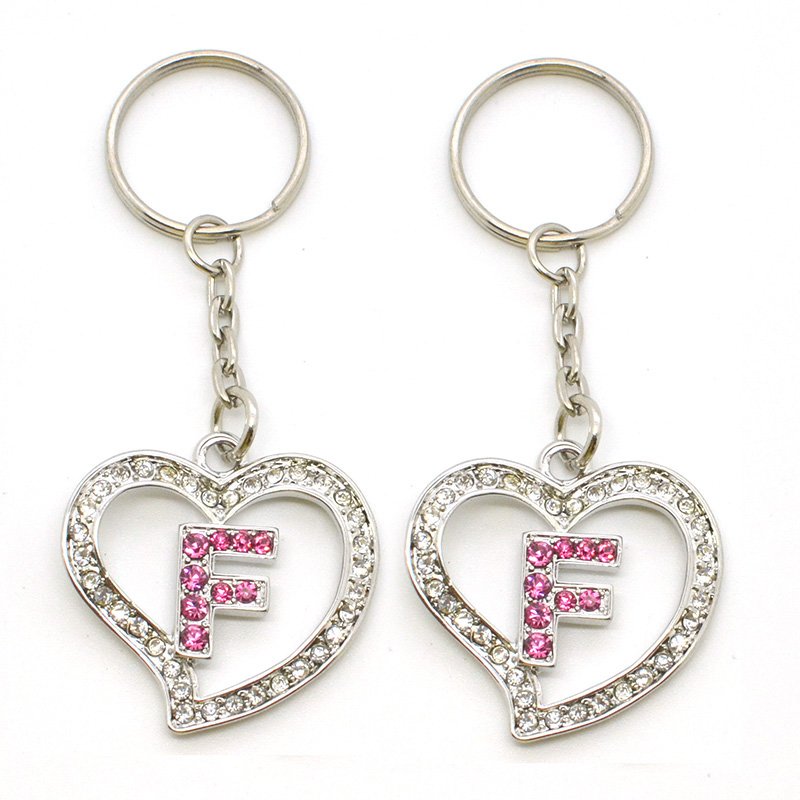 Heart Shape Rhinestones Keychain Custom Metal Key Chains Ring