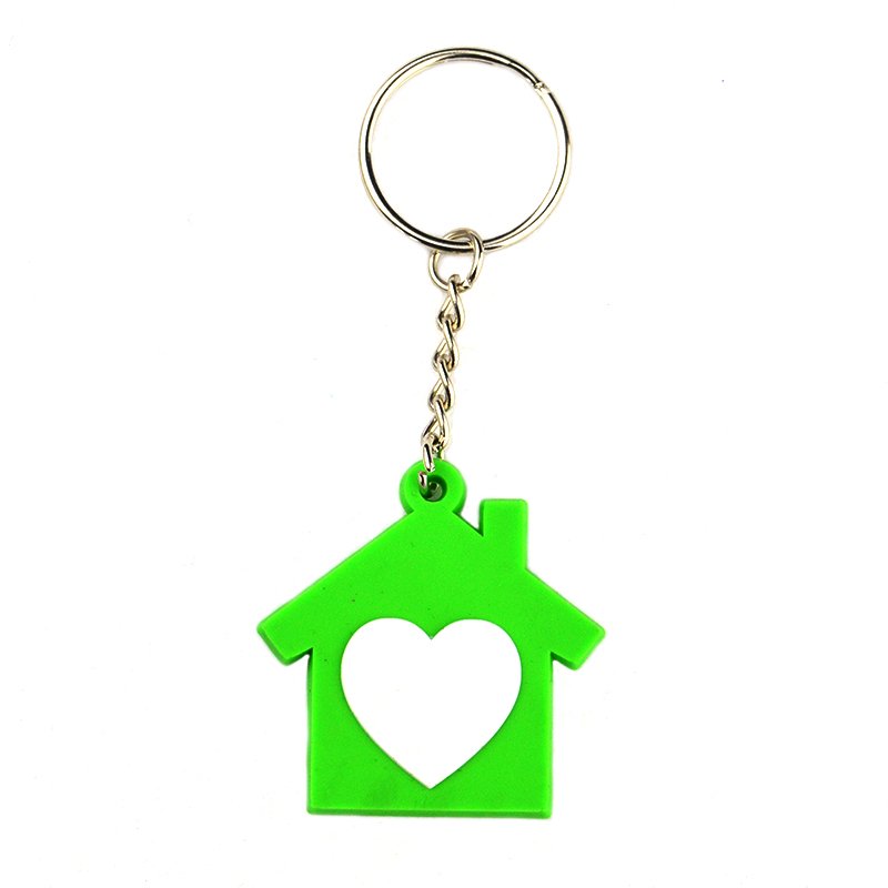 Custom Name Keychain Wholesale Pvc Rubber House Shaped Keyring