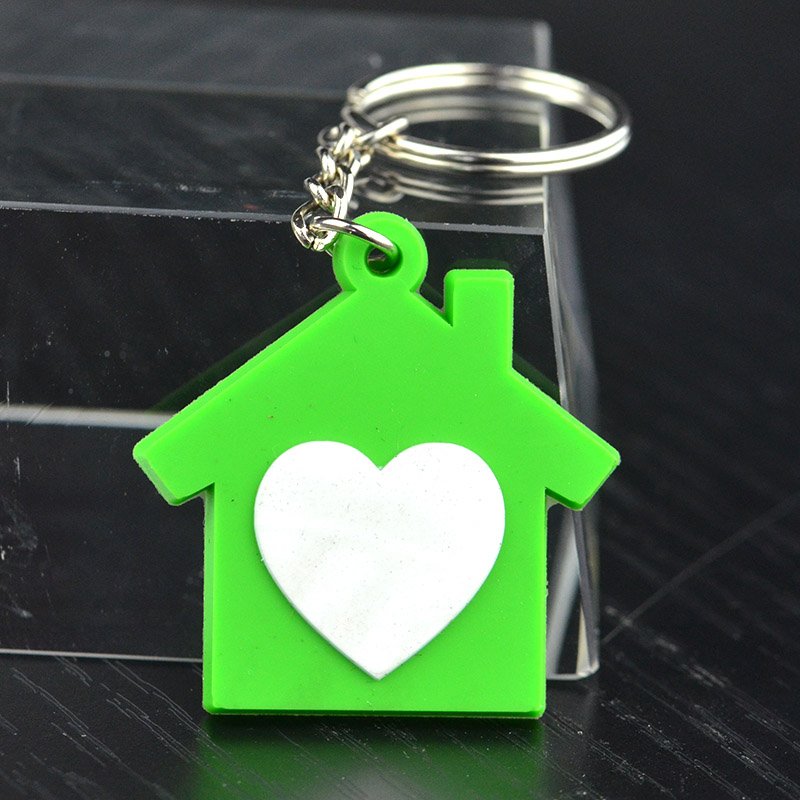 Custom Name Keychain Wholesale Pvc Rubber House Shaped Keyring