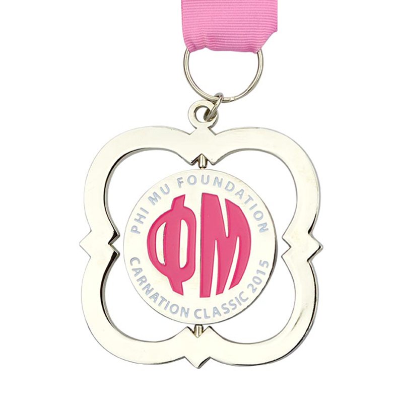 Wholesale Metal Silver Award Medal Custom Medallion With Ribbon