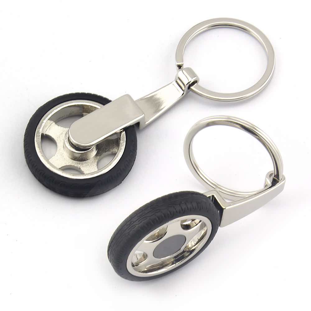 Zinc Alloy Wheel Keychain Key Chain Wholesale With Double Rings