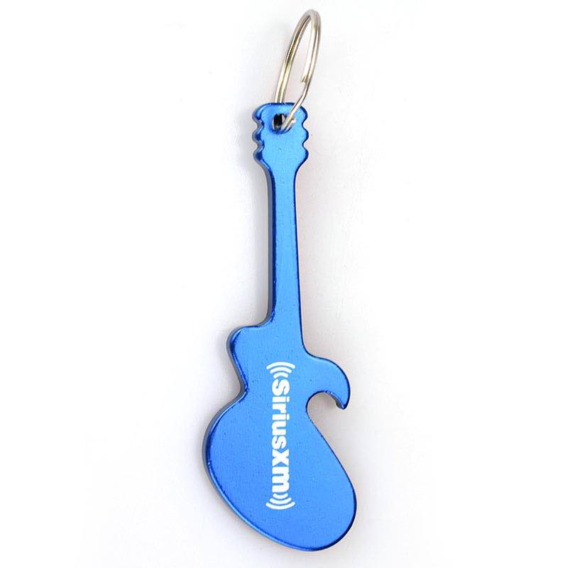 Guitar Shaped Bottle Opener Keyring Aluminum Customizable Laser Logo Key Chain