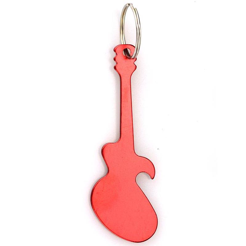 Guitar Shaped Bottle Opener Keyring Aluminum Customizable Laser Logo Key Chain