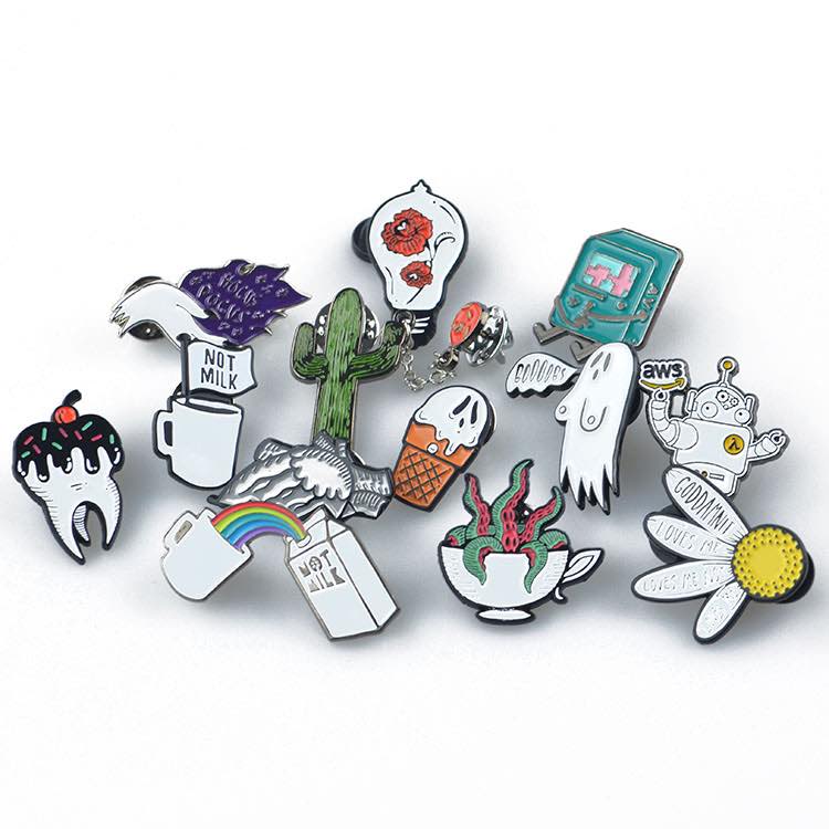 Custom lapel pins and collector's pins on a backpack pins and patches