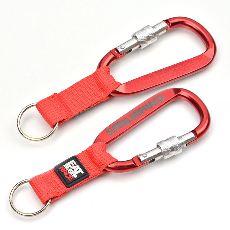 Cheap Personalized Metal Carabiner Keychain Lanyard Strap Engraved Custom Logo