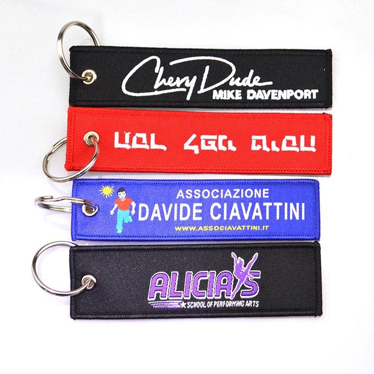 Custom Embroidery Logo Keychains Fabric Strap Wholesale