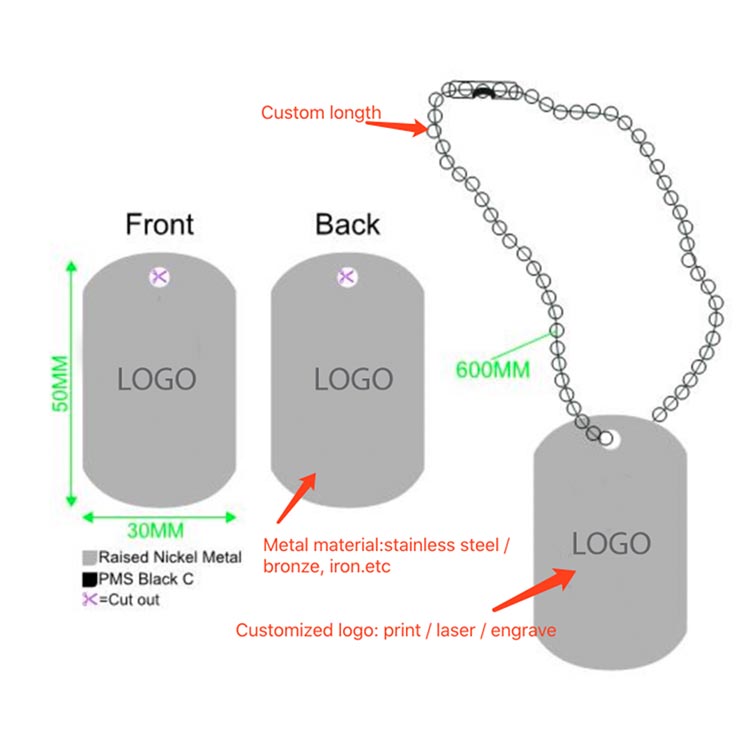 High Quality Wholesale Engraved Custom Military Dog Tag For Men