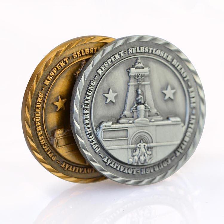 Custom Enamel Reward Challenge Antique Silver Coins Manufacturers