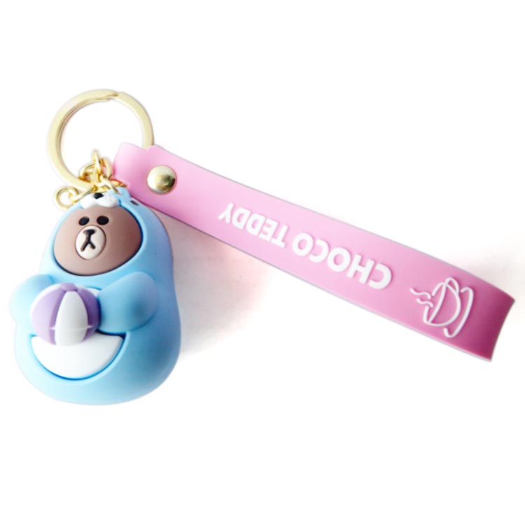 Pvc Keychain 3D Customized Cartoon Bear Phone Strap Keychain