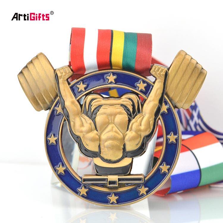 Wholesale Powerlifting Medal Sublimation Custom Medal Ribbons